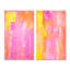 Ensemble de 2 peintures sur toile - Abstrait jaune et rose-664839803-664839802