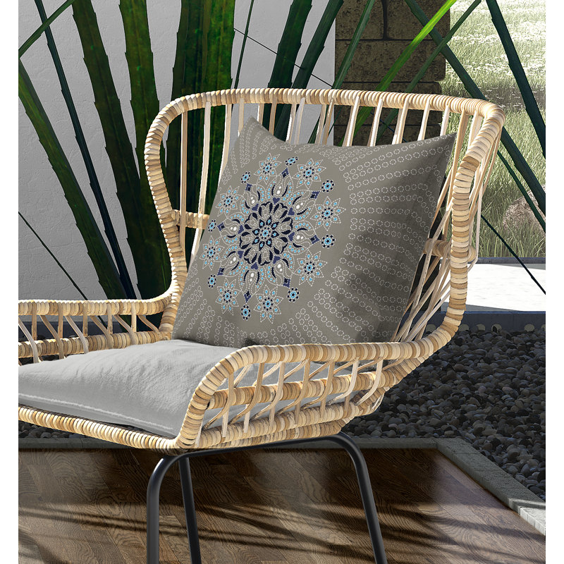 Coussin Wisteria, H 26 po x l 26 po, Gris ; bleu