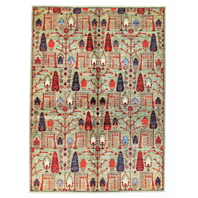 Tribal One-of-a-Kind 5'1" X 7' New Age Wool Area Rug in