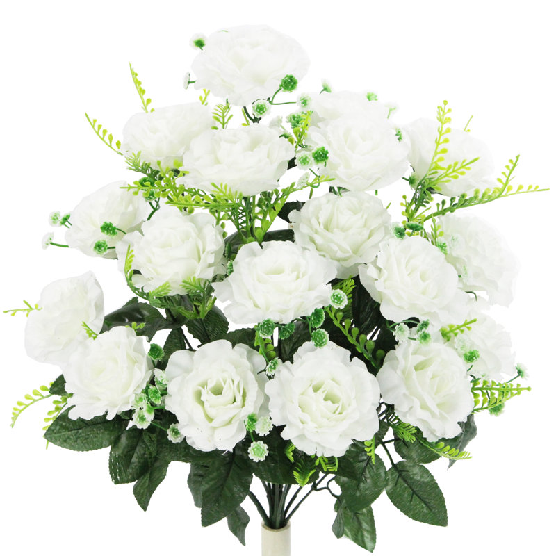 18 fleurs roses en pleine floraison, Crème