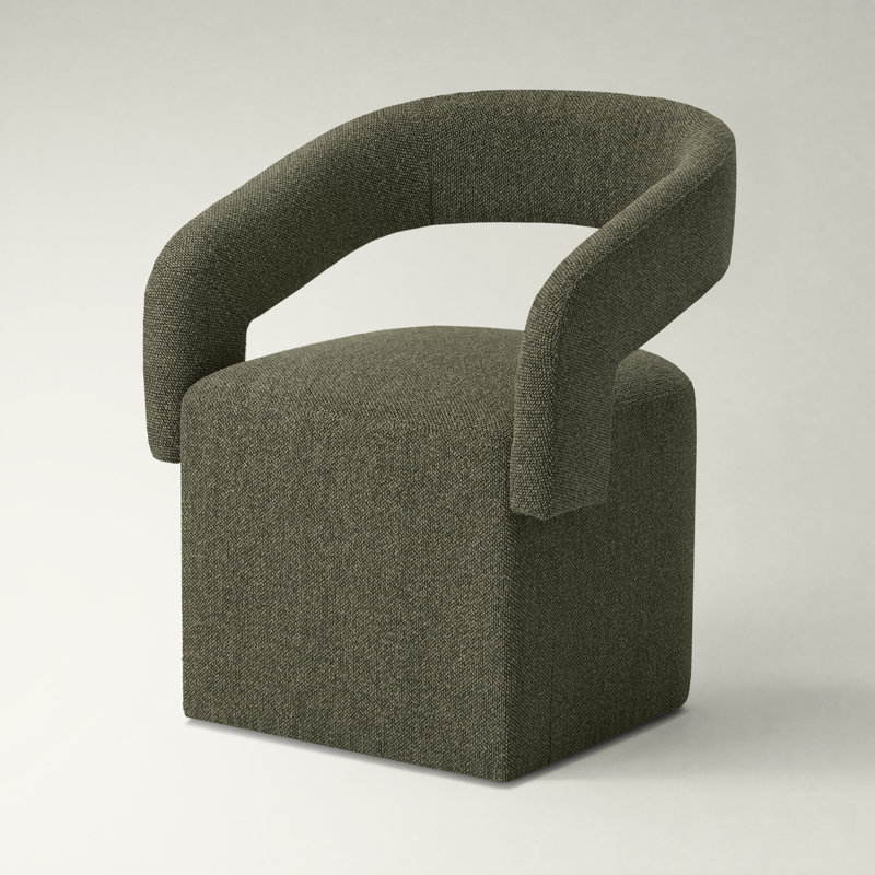 Chaise rembourrée en tonneau avec roulettes cachées, Vert