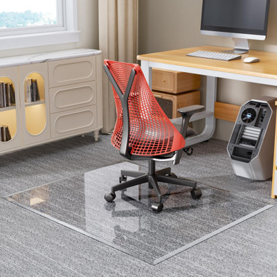 Beveled Edge Glass Chair Mat with Polished Edge Clear Office Chair Mat, Glides Smoothly, Suitable for Carpet or Hardwood Floors
