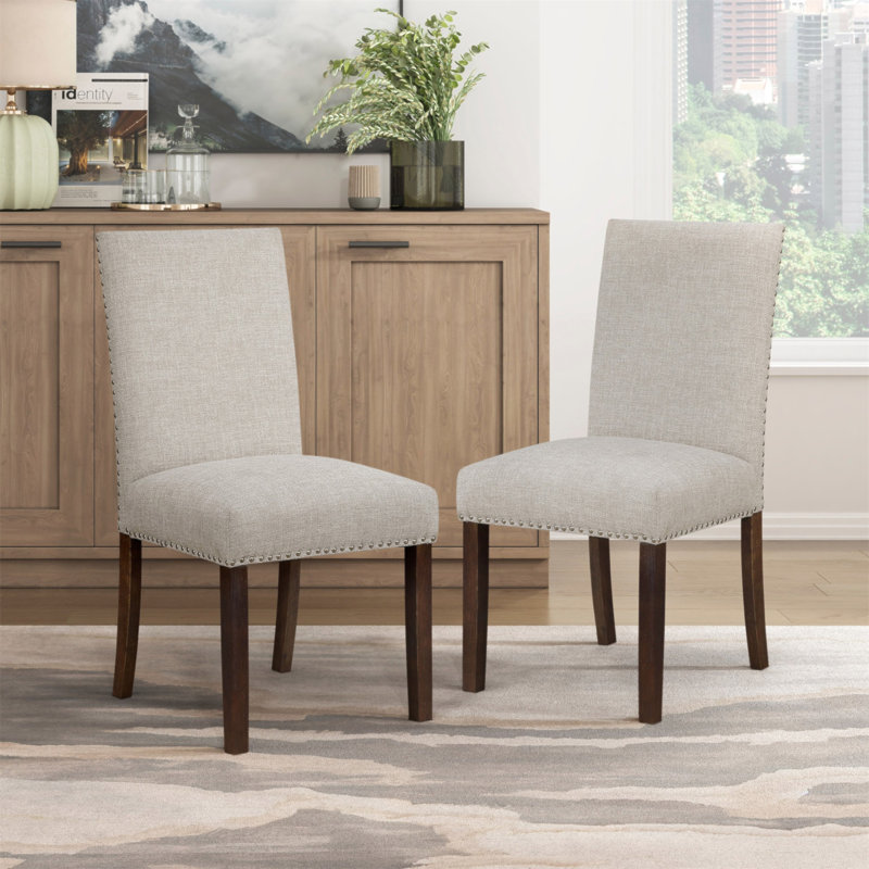 Ensemble de salle à manger classique 9 pièces brun foncé et 8 chaises d'appoint rembourrées Taupe, 9 Pieces: Table, 8 Chairs