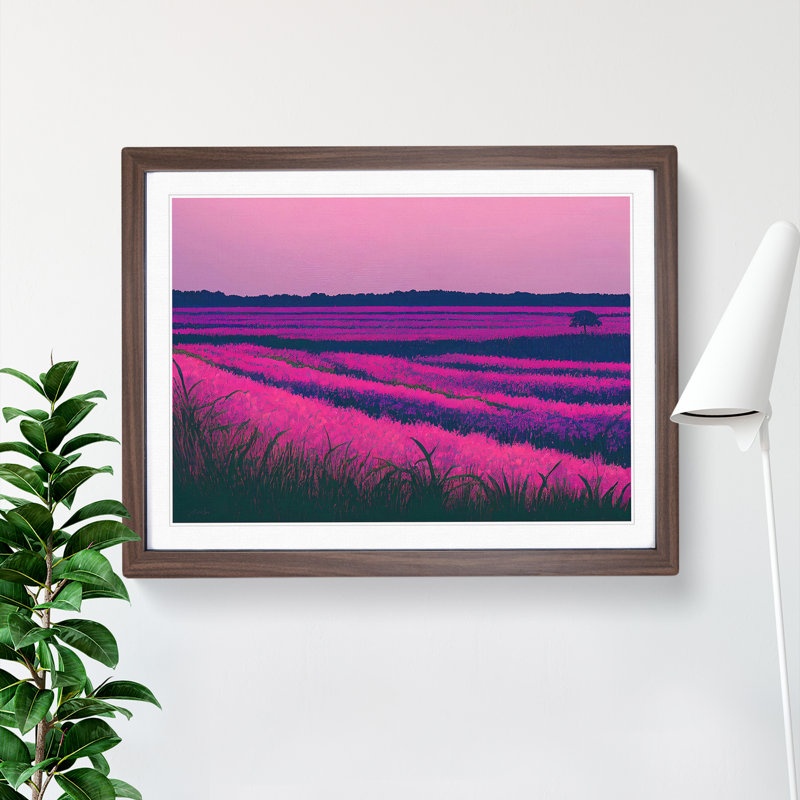 Soothing Bluebell Field - Single Picture Frame Print, 25cm H x 34cm W x 2cm D, Walnut