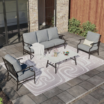 Asfand 5-7- Person Patio Conversation Set with Optional Ottoman