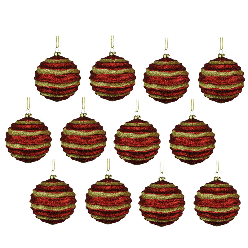 Ensemble d'ornement boule 12 pièces, Rouge / doré