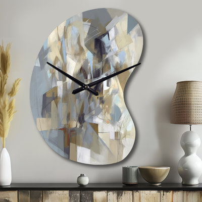 Horloge murale 3D abstraite beige et grise