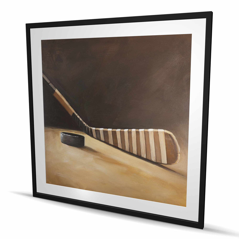 Stick and Hockey Puck - Seasons Man Cave, reproduction d'art encadrée