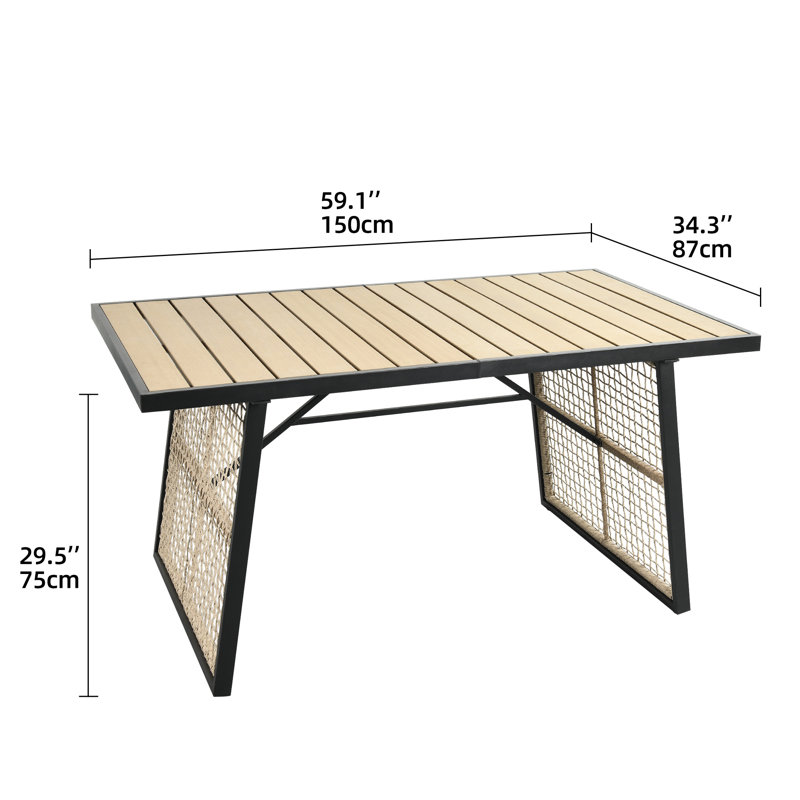 Longino Rectangular Metal Outdoor Dining Table , 59.1'' in. W 34.3'' in. D