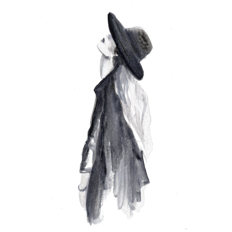 Woman - Painting Print, 76 cm H x 51 cm W, Black Floater Framed