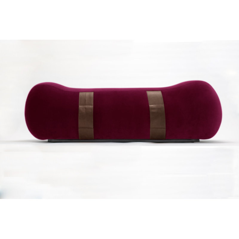 Milo Velvet Upholstered Bench, Cranberry/Creme Brulee