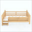 Lit plateforme en bois massif pour enfants avec bibliothèques de rangement intégrées, garde-corps de sécurité tous côtés, structure de lit à profil bas sans sommier-1406423279