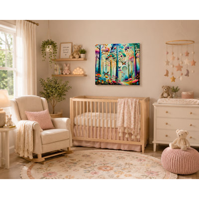 «Whimsical Butterfly Forest» avec art floral sur toile tendue