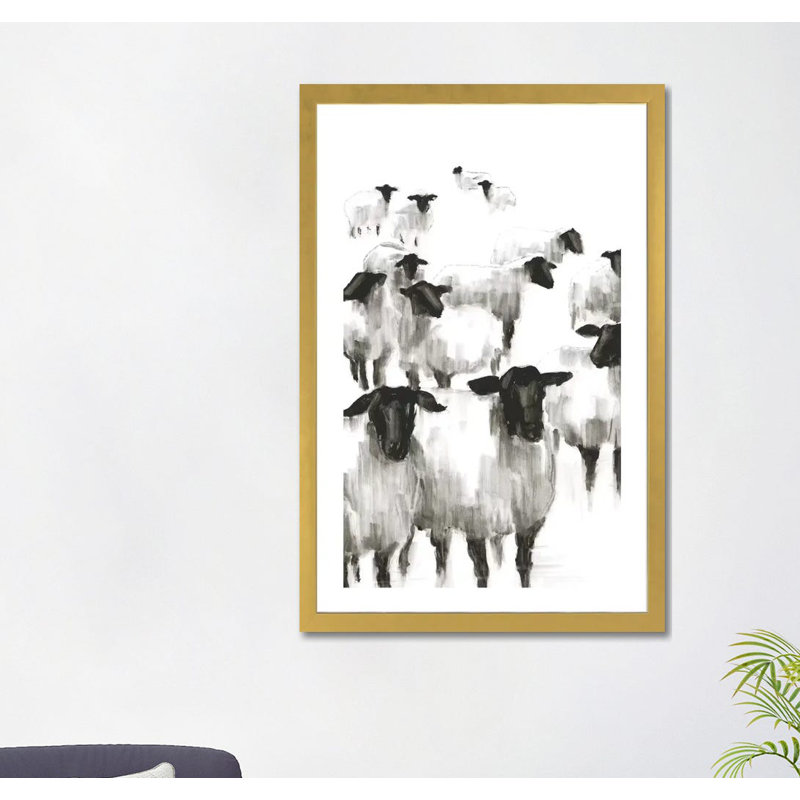 Print, H 32 po x l 24 po x P 1 po, Blanc, Papier encadré noir