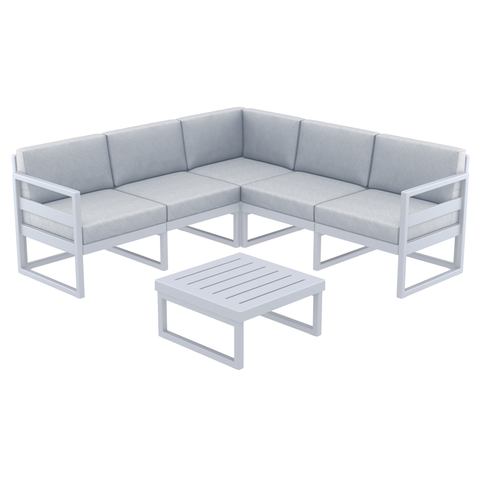 Lane 5 - Person Modular Patio Conversation Set with Cushions, Silver/Gray, Canvas Granite Sunbrella® Canvas