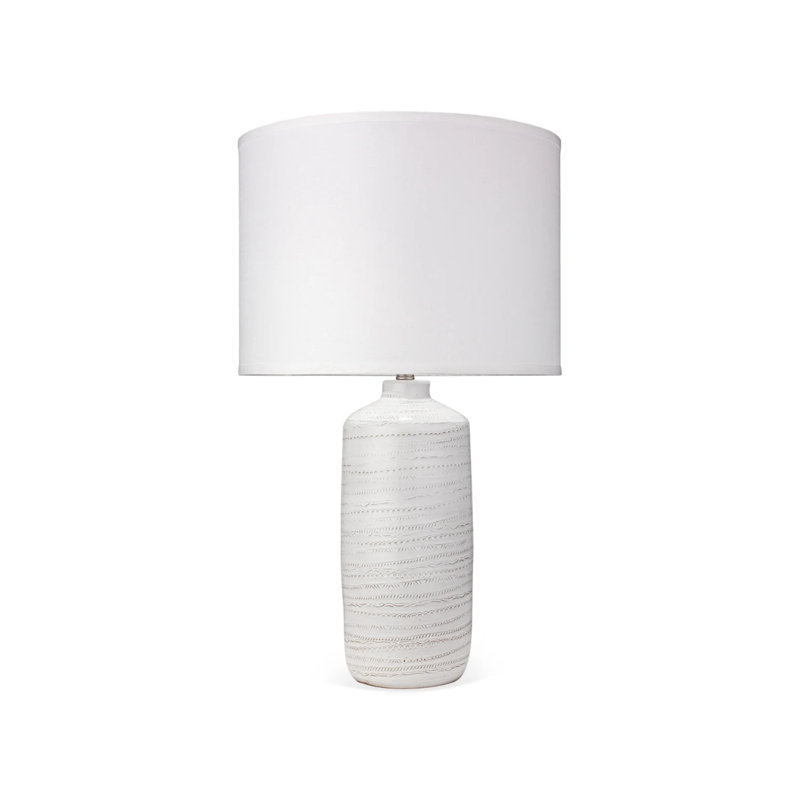 White Ceramic Table Lamp with Linen Shade
