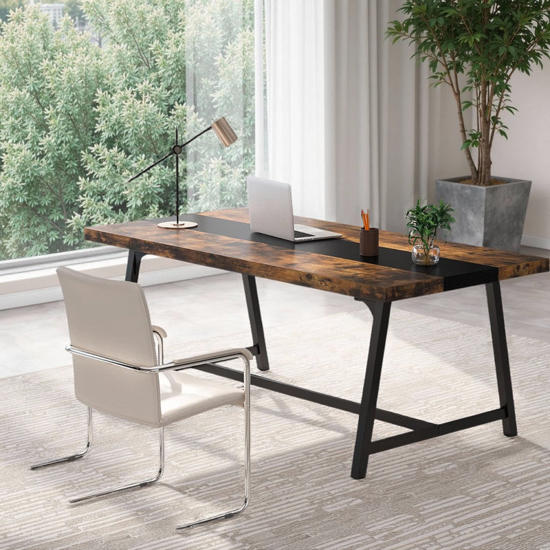 Bureau de direction 70,87 po, Brun / Noir