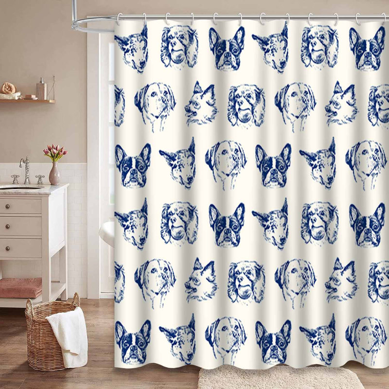 Rideau de douche avec 12 crochets Dogs, 72" L x 72" W