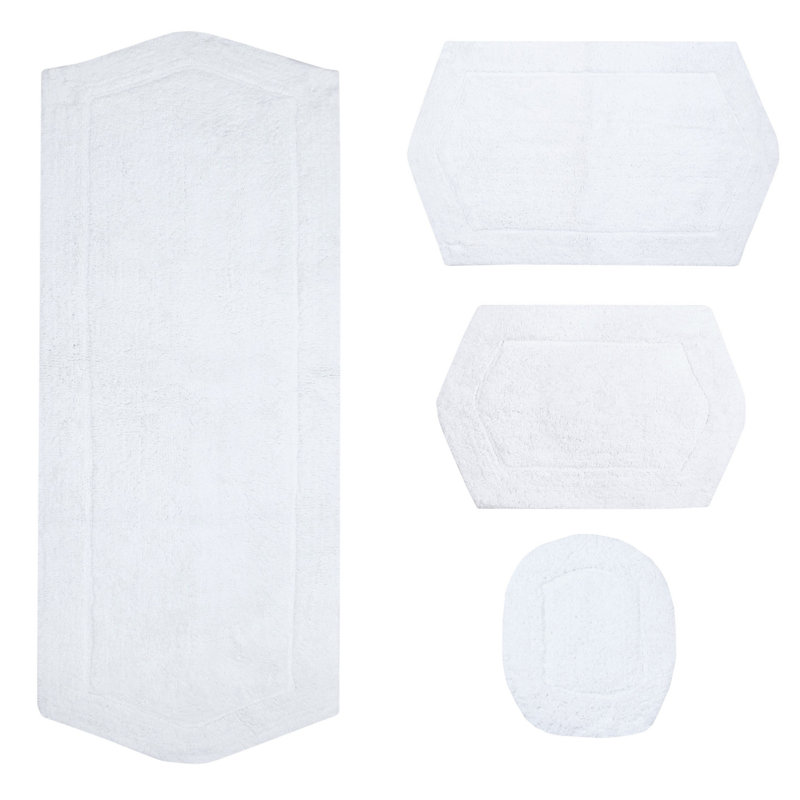 Tapis pour salle de bain Delean, Blanc