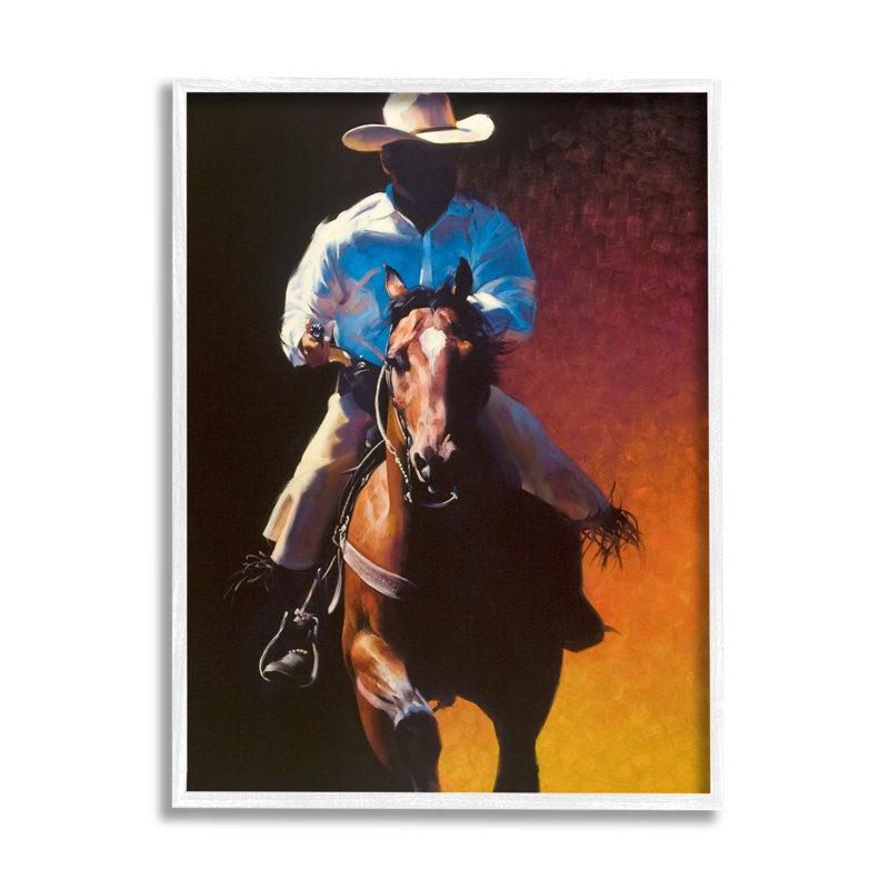 Conception d'art moderne sur toile Stupell Industries par Cowboy & Horse par Julie T. Chapman, H 20 po x l 16 po x P 1,5 po