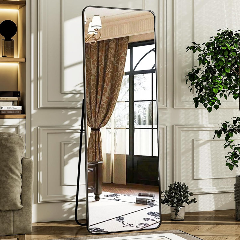 Miroir rectangulaire incassable en aluminium pleine longueur - Basics by Wayfair ™, Noir, 60 po x 20 po
