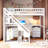 Full Size Loft Bed With Two Chest Of Drawers, Desk And Light Strip-852352445