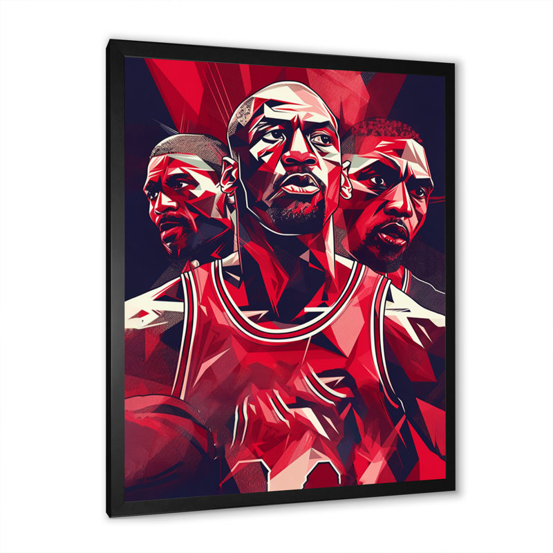 Basketball Game Face, reproduction d'art sur toile, H 32 po x l 24 po x P 1 po, Noir