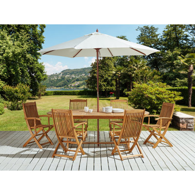 Nicolas 6 - Person Acacia Patio Dining Set with Oval Table