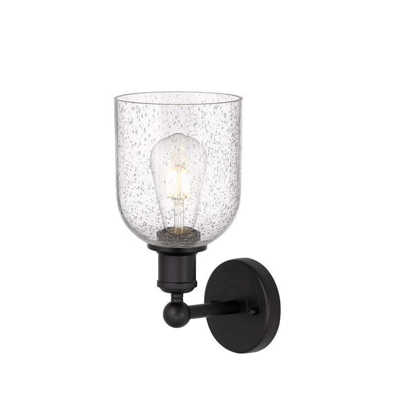 Applique murale 1 lumière 6 "Edison Allysson, Noir mat, Bullé