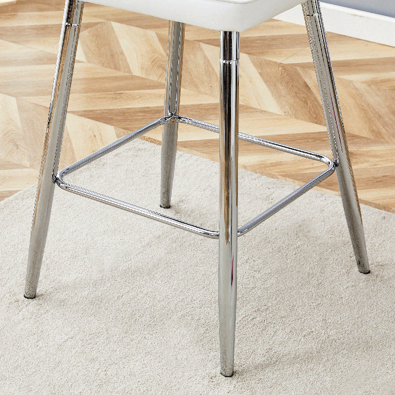 Ensemble de 2 chaises de bar Modern Modern, Blanc, Argent