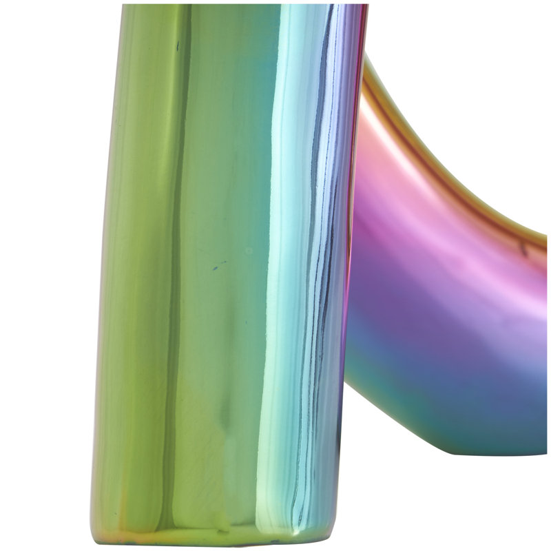 Pandra Ceramic Rounded Loop Abstract Decorative Sculpture, Multicolor, 8.35" H x 11.75" W x 3.95" D