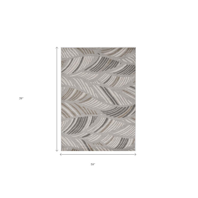 3' X 5' Gray Tropical Botanical Area Rug