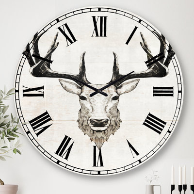 Horloge murale Deer Wild and Beautiful VII - Farmhouse
