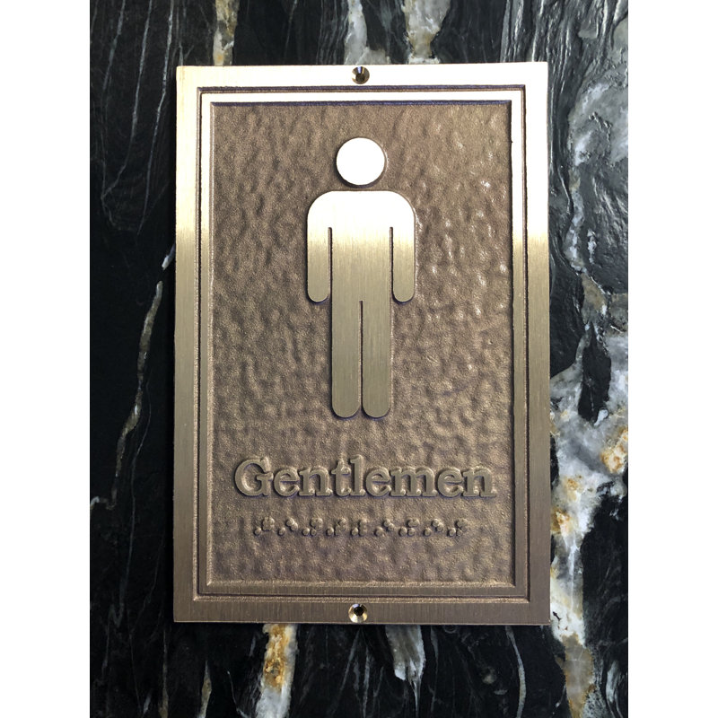 Enseigne à toilettes gentlemen’s Contemporary, Laiton / doré