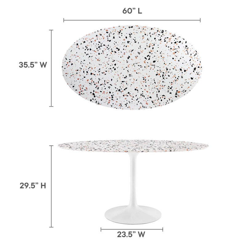 Modway Lippa 60" Oval Terrazzo Dining Table, White