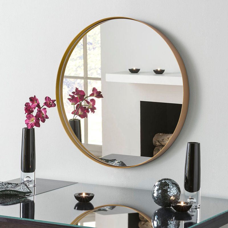 Miroir de salle de bain moderne moderne, Doré, 30 po x 30 po