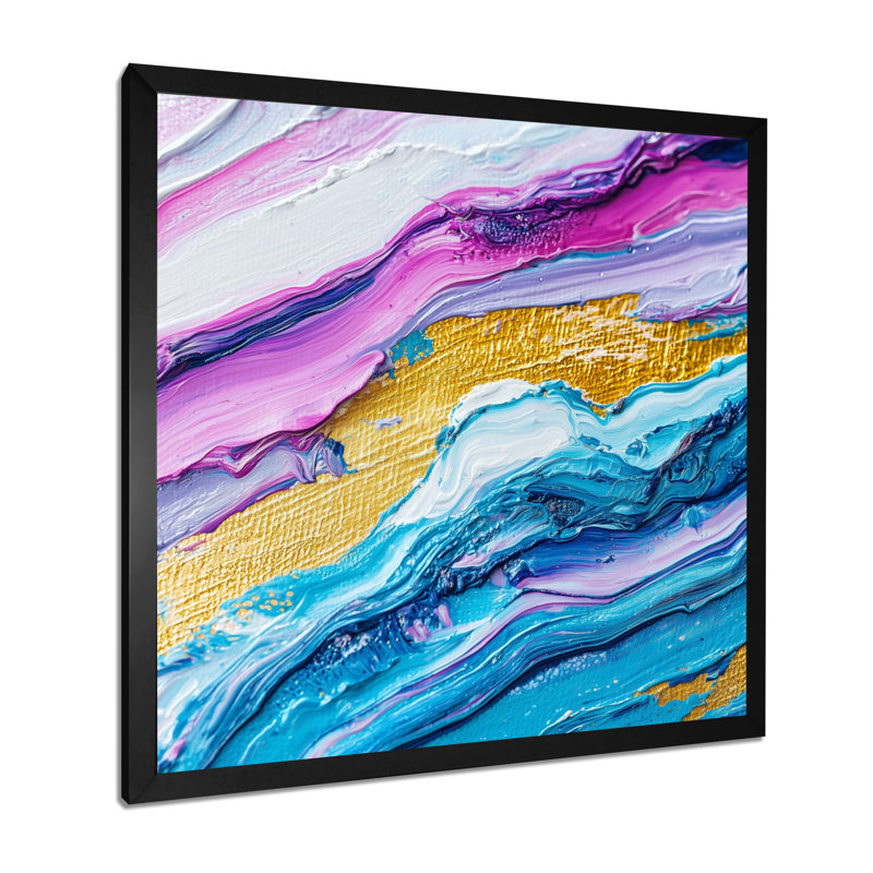 Abstrait vagues lavande de l'inconnu - Art mural abstrait grand, Reproduction encadrée d'une seule photo, H 16 po x l 16 po