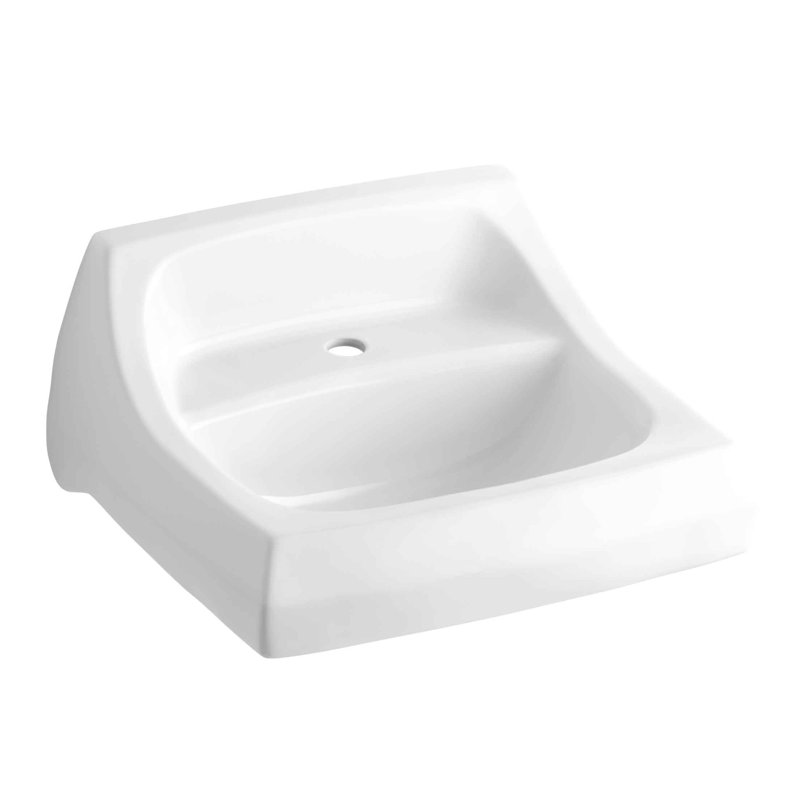 Kingston Vitreous China Rectangular Wall Mount Bathroom Sink with Overflow, Biscuit, 8"