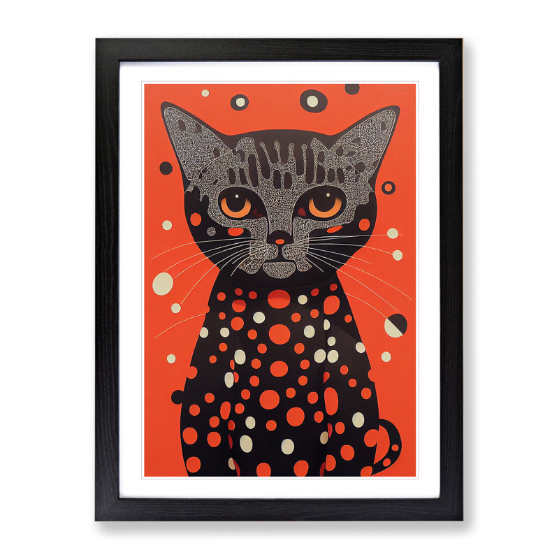 Spotty Cat Abstract - Framed Print, Black Framed, 64cm H x 46cm W x 2cm D