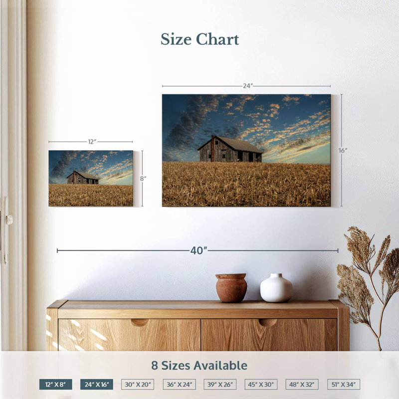 Lilie Rustic Countryside Barn, 16" H x 24" W
