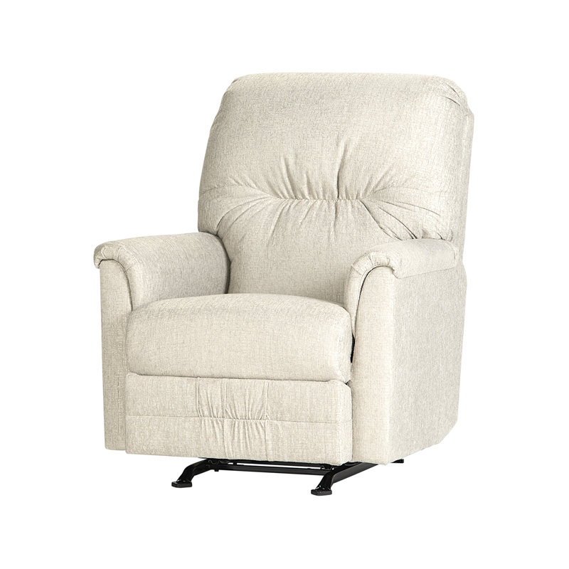 Upholstered Rolled Arm Rocker Recliner with Tufted Back, Contour Chiffon