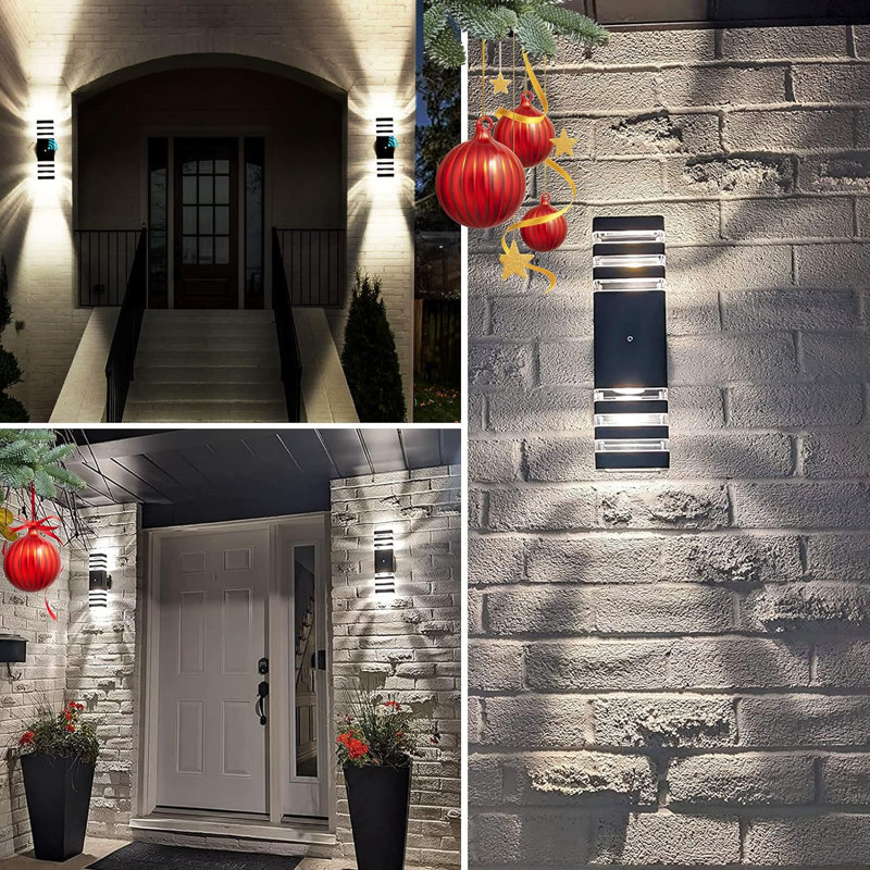 Matte Black Modern Plug-In Outdoor Wall Sconce Set