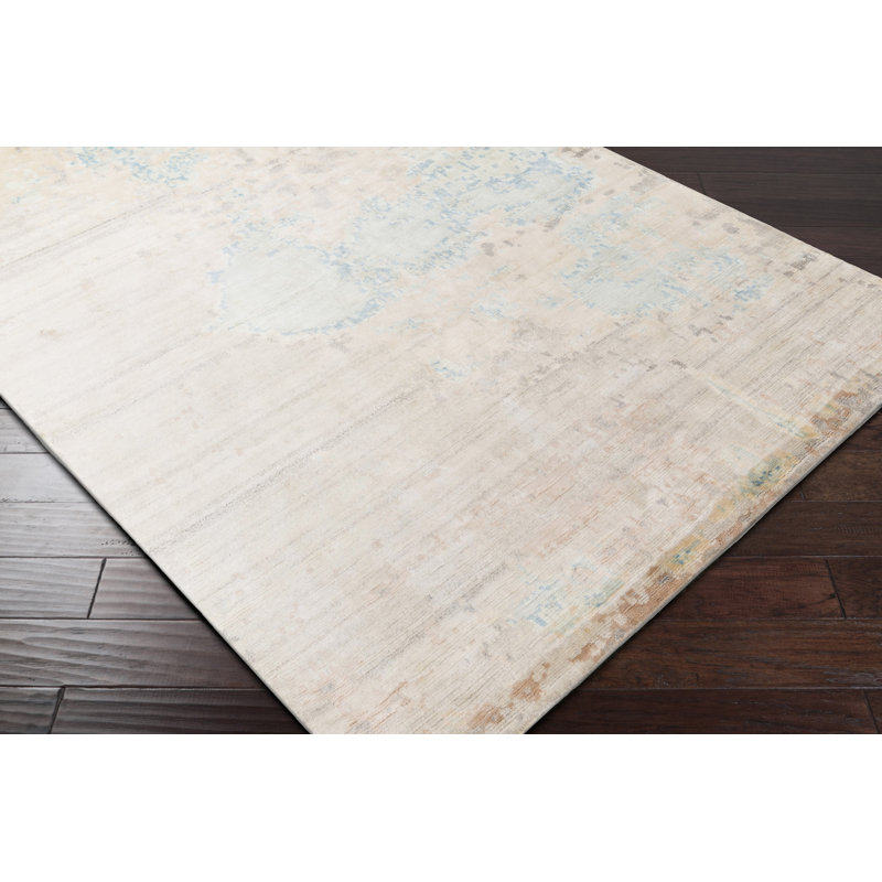 Tapis beige en laine noué à la main Laporte, Rectangle 6 pi x 9 pi