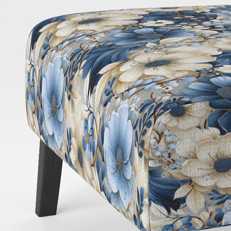 Fauteuil de chambre blanc et bleu Ranunculus