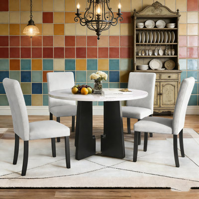 Bermuda 5 pièces avec table ronde et 4 chaises rembourrées