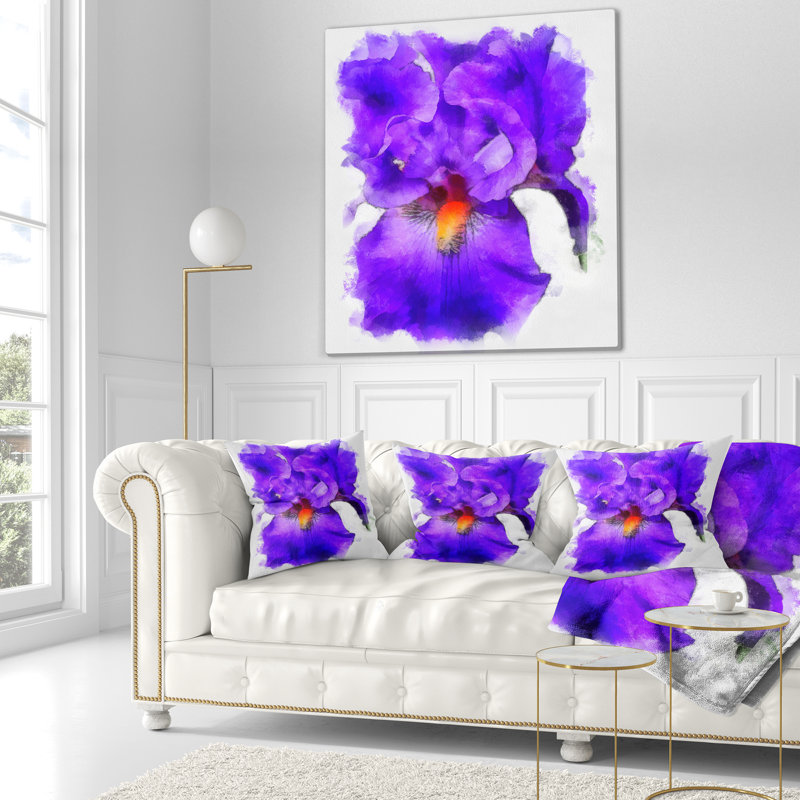 Coussin décoratif floral iris fleur, 18 po x 18 po, Coussin décoratif