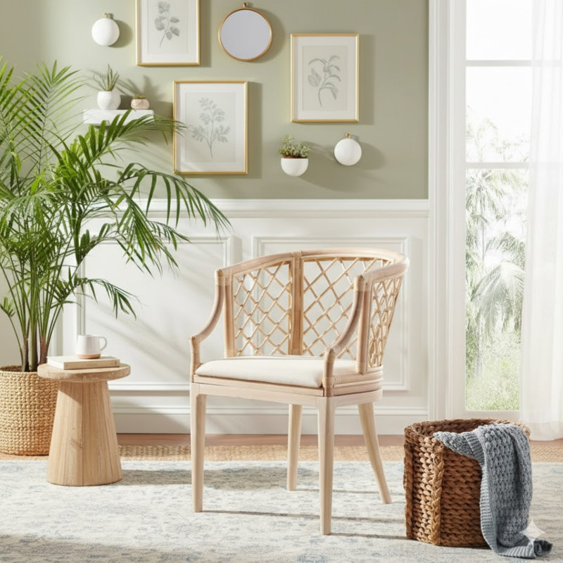 Chaise avec accoudoirs Modern Carlotta - Siège rembourré confortable avec structure en bois pour la maison ou le bureau