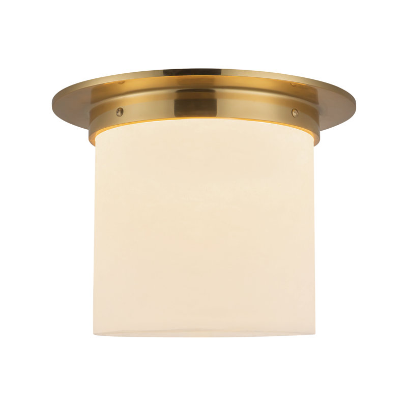 Mineral 11-in Brass Flush Mount, Alabaster, Brass