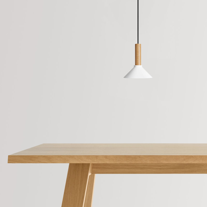 Emblem 1 - Light Pendant, White, White Oak, 9" H x 18" W x 18" D