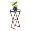35.5" Gray Stone Slab Black / Gold Metal Plant Stand